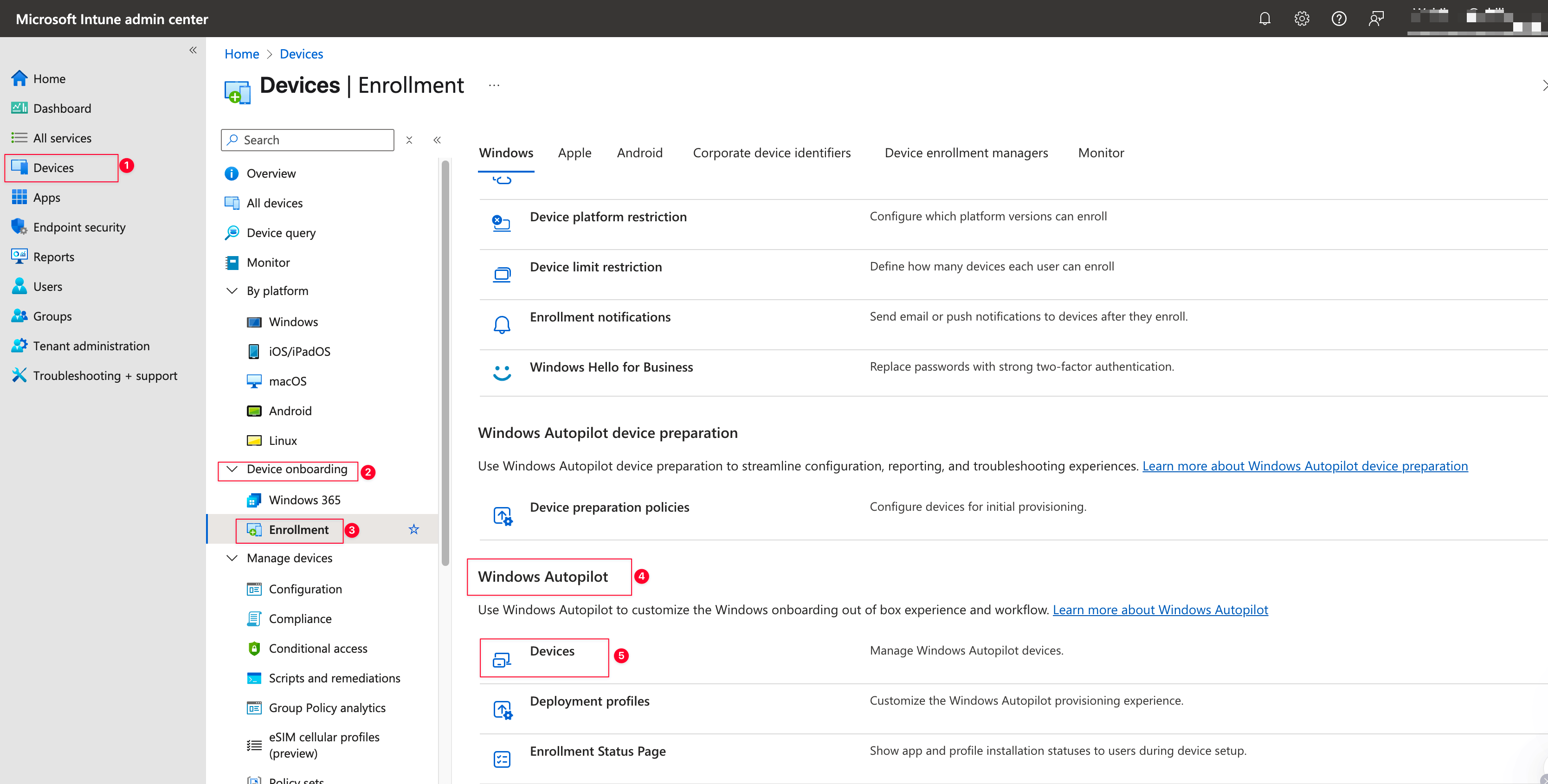 Microsoft Intune 中的 Windows Autopilot 终端注册界面